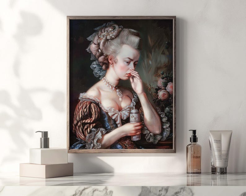 Lustige Rokoko Frau Portrait Print: Witzige Badezimmer Kunst (Digitaler Download) Bild 7