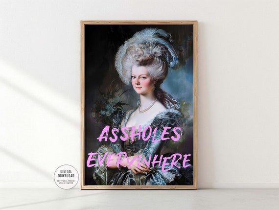 Funny Noblewoman Portrait Print: Quirky Bathroom Art (Digital Download)
