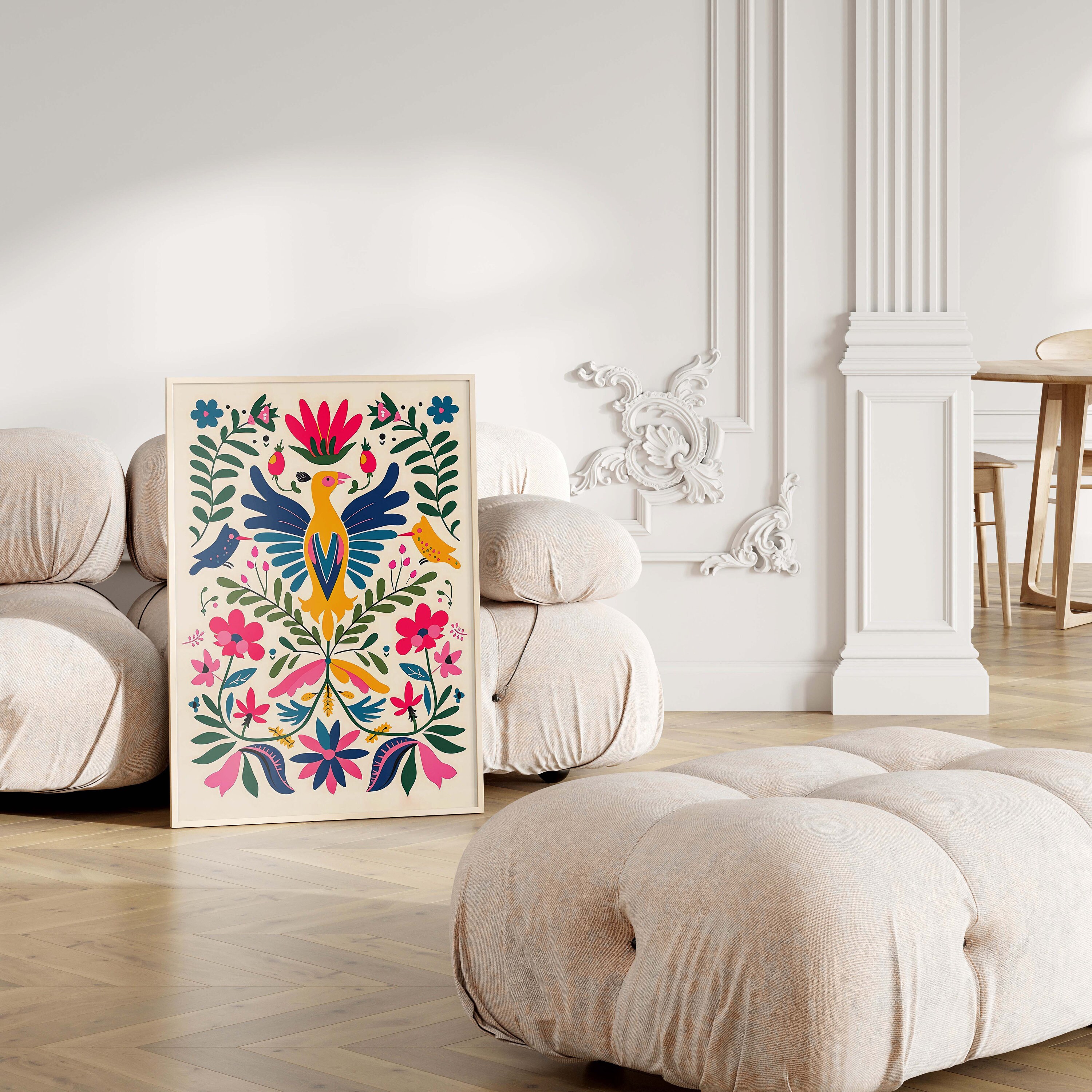 Flower Folk Art Print, Mexican Wall Art, Farmhouse Floral Poster ...