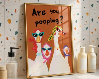 "Lustiger Gans Badezimmer Druck, ""Are You Pooping?""" Witziges Tier Poster, lustige Tiere, Kunst (Digitaler Download)