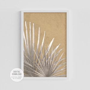 Neutral Palm Tree Wall Art, Coastal House Decor, Beachy Vibes, Palm Leaves Abstract Print, Neutral Tropical Art, Instant Download