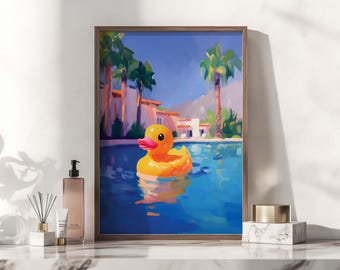 Rubber Duck Pool Print: Fun Preppy Dorm Art (Digital Download)