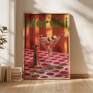 Dirty Martini Print, Retro Cocktail Poster, Bar Cart Wall Art, Vintage Alcohol Poster, Y2K Apartment Decor, Signature Drink Print