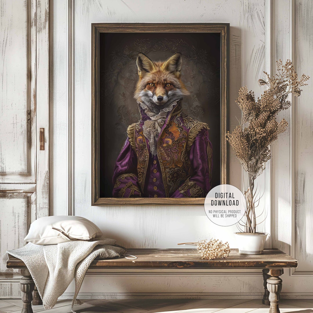 Fox Vintage Portrait, Renaissance Painting, Animal Head Human Body ...