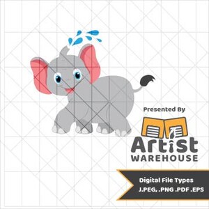 Animals Clipart, Baby Elephant Clipart, Nursery Wall Art, Digital Elephant Download, Digital Art Download, Baby Elephant