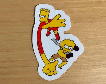 Simpsons Treehouse of Horror Stretch Dude and Clobber Girl Strong Vinyl Sticker