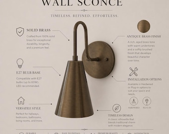 Handmade Raw Brass Wall Sconce: Modern Industrial Lighting