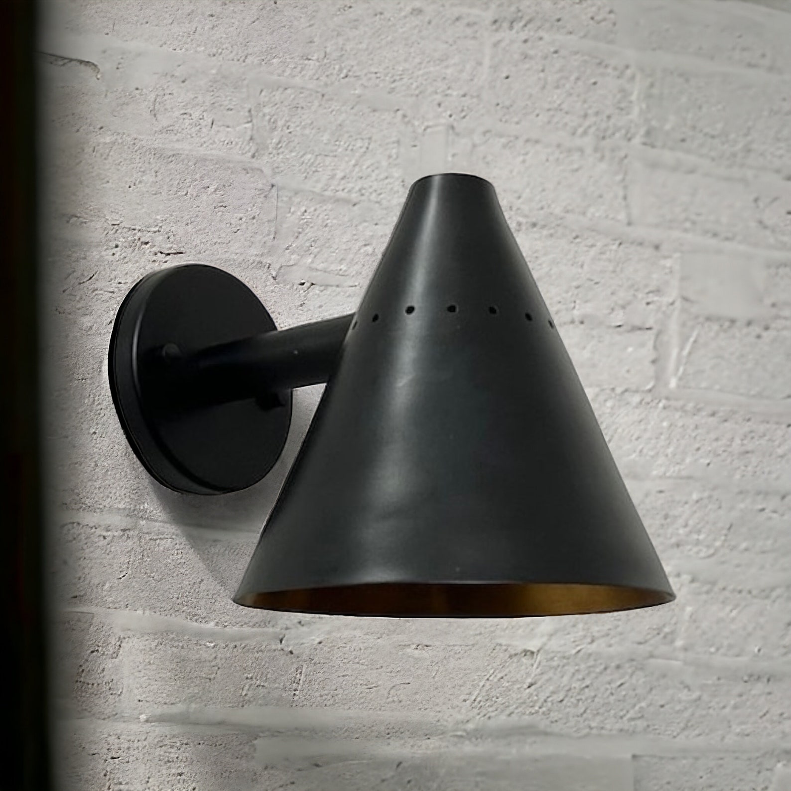 Modern Matte Black Wall Sconce: Mid Century Brass Accent Lamp - Etsy
