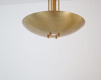 Mid Century Ceiling Brass Dish Chandelier Flush Mount Pendant Light Fixture Dining Kitchen Entrance