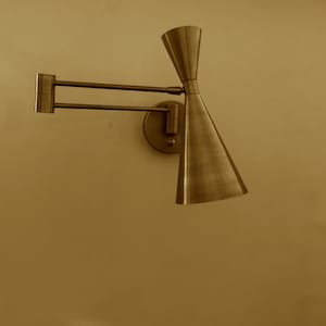 Handcrafted Raw Brass Wall Sconce Mid Century Adjustable Wall Fixture Modern Wall Lamp Light Bedside Reading Light Lamp Plug in Wall Sconce