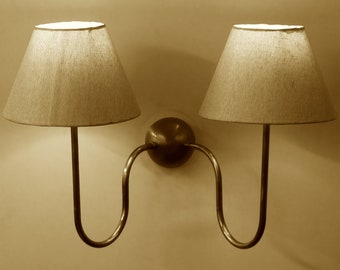 Handmade Raw Brass Double-Arm Wall Sconce: Modern Bedside Lamp