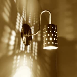 Brass Wall Sconce Light: Modern Bedside Plug-In Lighting