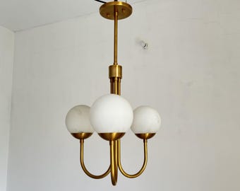 3 Light Globe Mid Century Brass Sputnik chandelier light Fixture