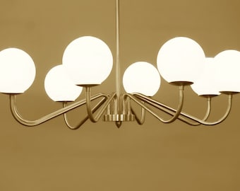 Mid Century Sputnik Chandelier: 8-Light Brass Pendant Light