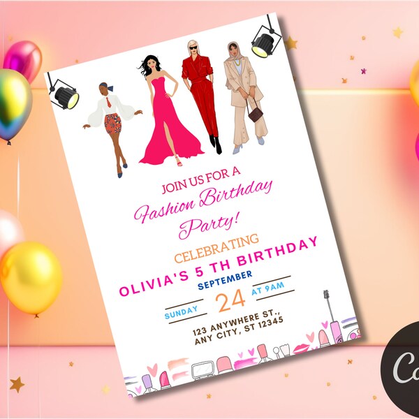 Editable Fashion Show Party Invitation, Fashion Show Invitation, Dress Up Digital Invit, Fashion Birthday Invitation