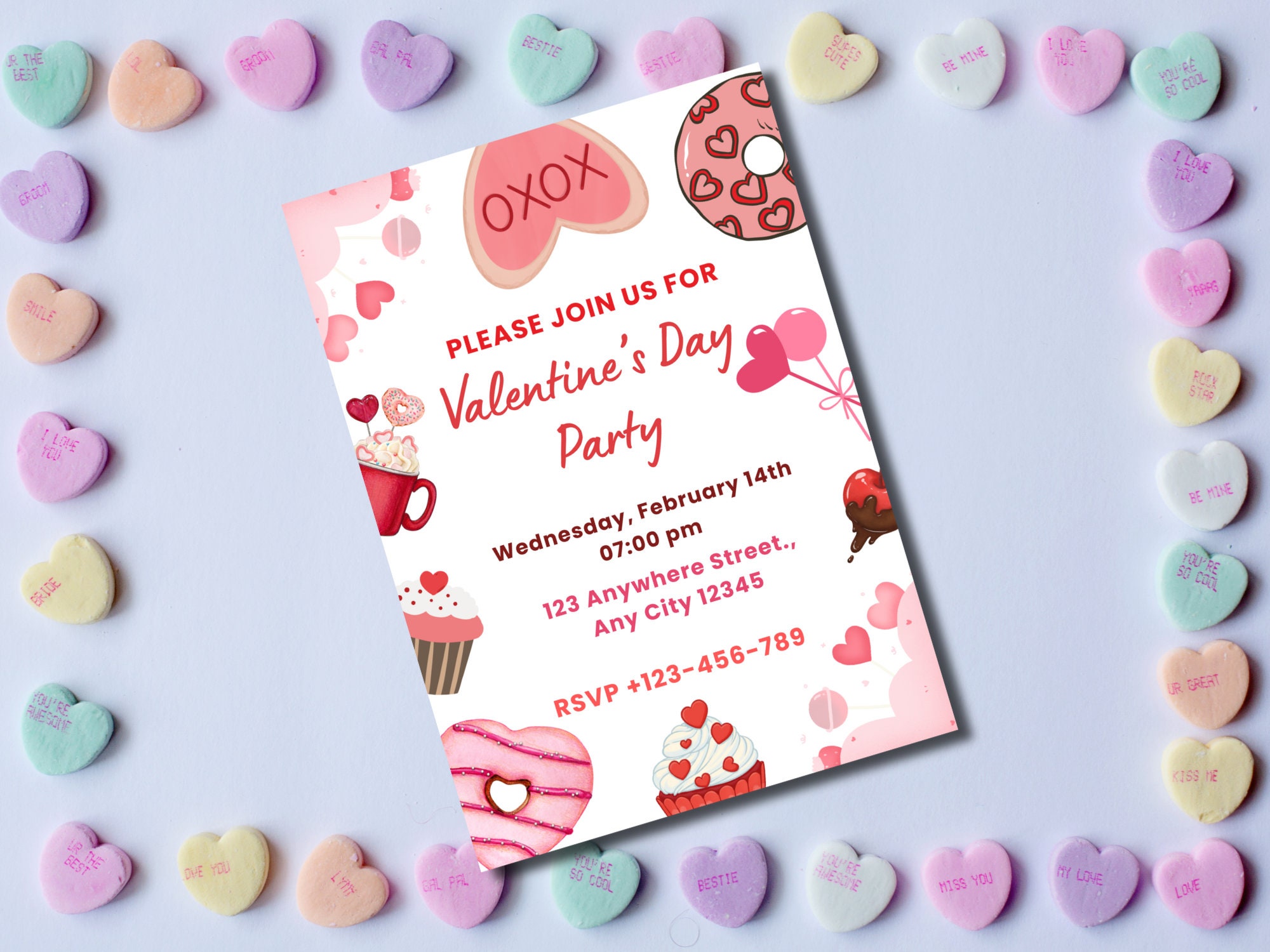 EDITABLE Valentines Day Party Invitation, Printable Valentines Day ...