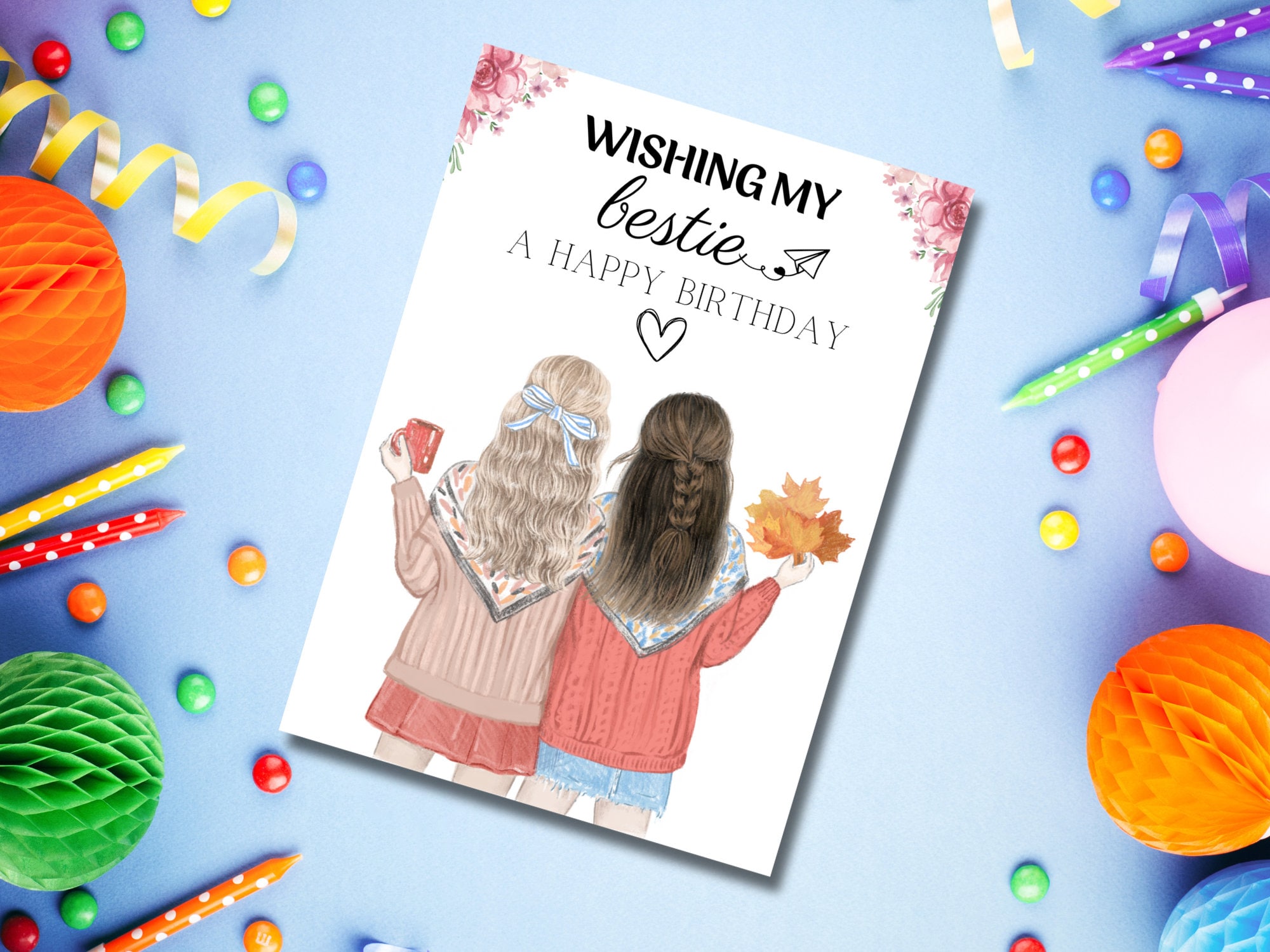 Editable Birthday Card for Best Friend, Friends Forever, Birthday Best