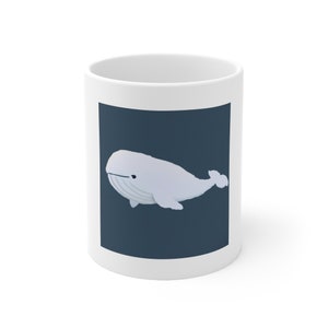 Beluga Whale Smiling ~ White Ceramic Mug 11oz
