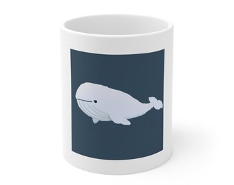 Beluga Whale Smiling ~ White Ceramic Mug 11oz