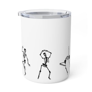 Dancing Skeleton Halloween Mug Skeleton Spooky Season, Insulated Coffee Mug, Skeleton Travel Mug 10oz