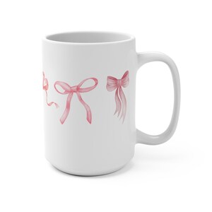 Cute Pink Bow Mug, House Warming Gift, Gift for Her, ~ 15oz White Ceramic Coffee Mug