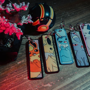 Anime Jet Tag Keychain // High-Quality Embroidered Key Tag for Fans – Pokémon-Inspired Design, NEW DESIGN for 2025, eevee evolutions.