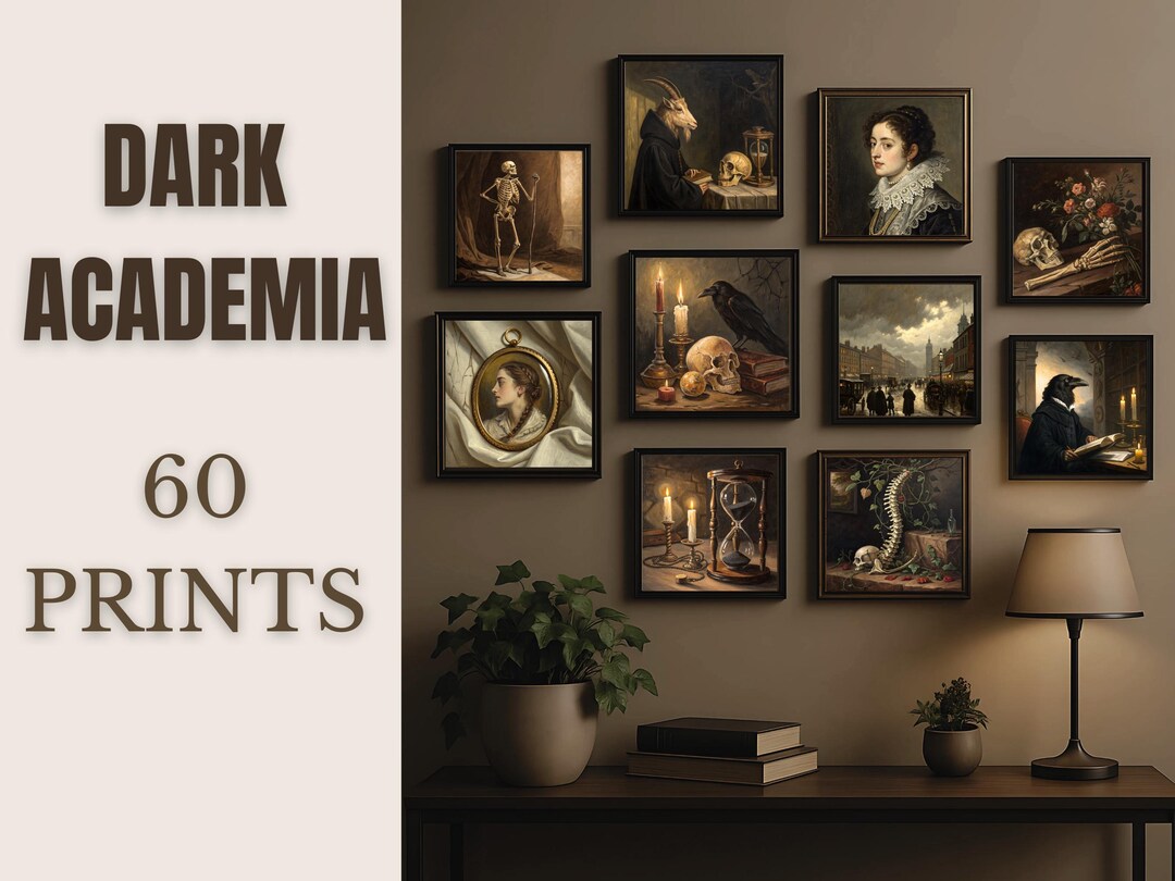 Dark Academia Gallery Wall Art Set – 60 Vintage Gothic Prints, Moody ...