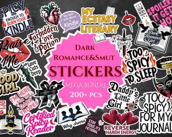 Mega 200+ Dark Romance Digital Sticker Bundle – High-Res PNG | Printable Smutty BookTok BookStagram Aesthetic