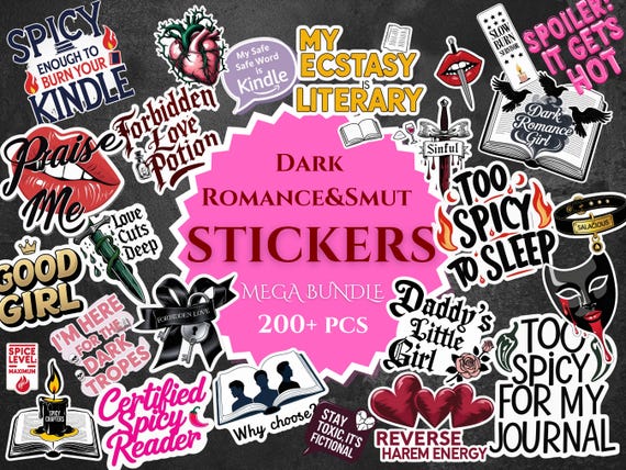 Mega 200+ Dark Romance Digital Sticker Bundle – High-Res PNG | Printable Smutty BookTok BookStagram Aesthetic