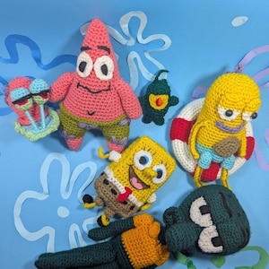 Spongebob & Friends Crochet Pattern Set – Amigurumi Characters PDF, DIY Crochet Toys Collection