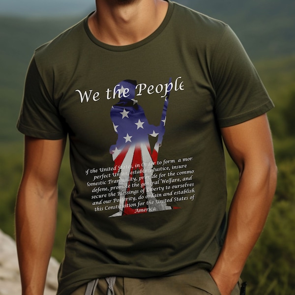 Patriotic 4th Of July Constitution T Shirt, Fourth Of July Revolutionary Star Spangled Soldier Tee Shirt, We The People Independence Day T