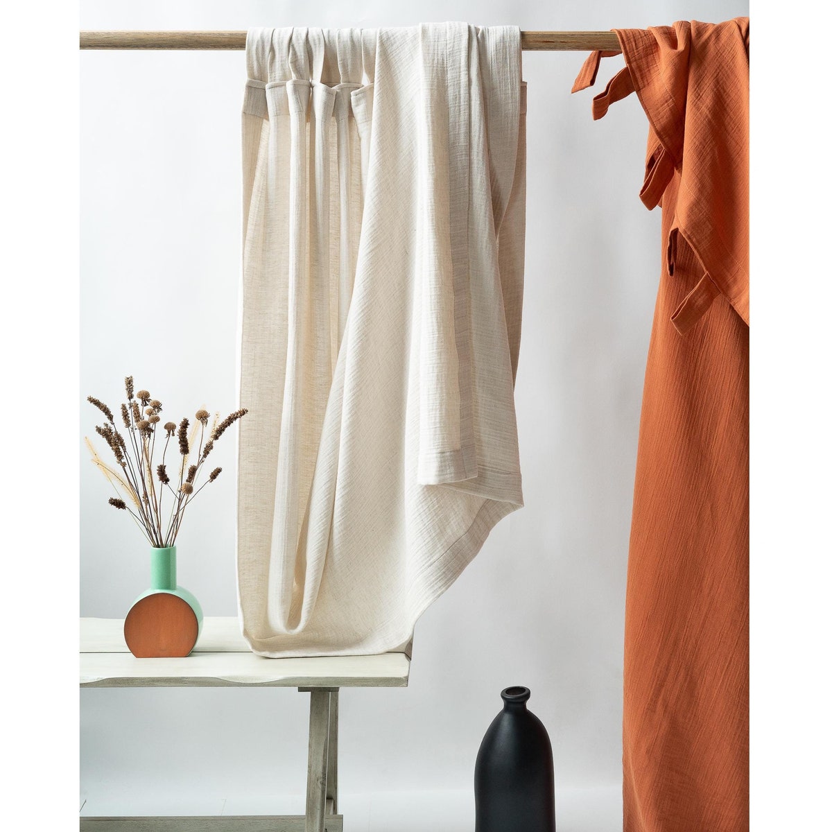 Undyed Linen Curtain - Etsy