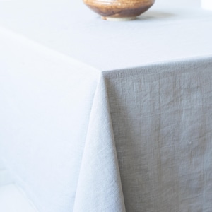 Cotton&Linen Blend Light Grey Tablecloth %100 Natural Organic Table Linen, Rectangular Tablecloth, Square Tablecloth, Round Tablecloth