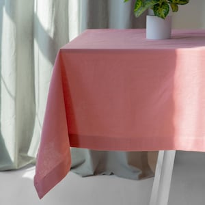 Organic Pink Cotton Linen Tablecloth: Rectangular, Square, Round
