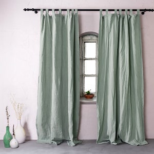 Light Green Curtains, Green Boho Curtains, Curtain for Living Room, Cafe Curtains, 54 Inches Width Curtain, OEKO-TEX® Certified, 100% Cotton