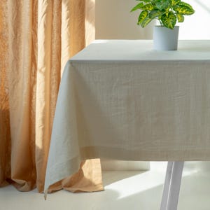 Natural %100 Organic Off White Linen Tablecloth | White Table Linen | White Rectangular Tablecloth | Square Tablecloth | Round Tablecloth