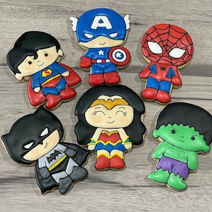 cute super hero Decorated Sugar Cookies - Set of 14