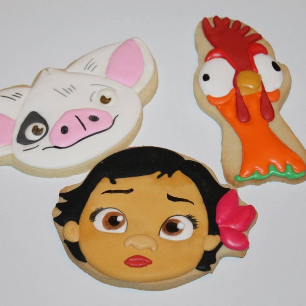 12 Baby Moana-Themed Decorated Sugar Cookies - A Sweet Journey to the Ocean