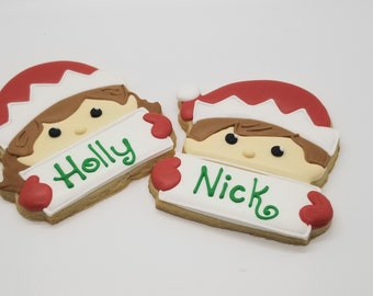 Christmas Elf Themed Decorated Sugar Cookies Santa's Little Helpers for Your Holiday Celebration