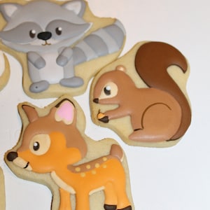 12 Woodland Creatures-Themed Decorated Sugar Cookies - A Whimsical Journey into the Forest!