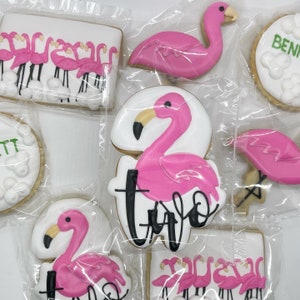 Flamingo Birthday Decorated Sugar Cookies - Set of 12