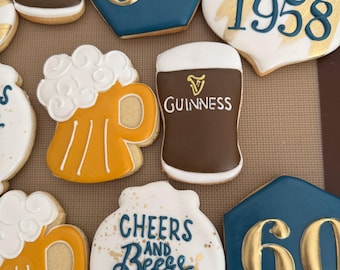 Beer-Themed Decorated Sugar Cookies – Set of 12