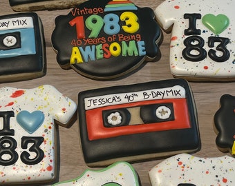 80's Birthday Cookies - One Dozen