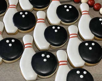 Bowling Theme Sugar Cookies - Set of 12 Delicious Strikes!