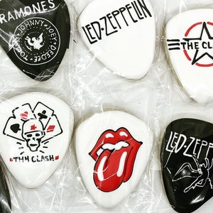 Guitar Pick Band Decorated Sugar Cookies - Set of 12