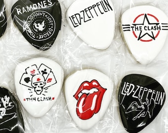 Guitar Pick Band Decorated Sugar Cookies - Set of 12