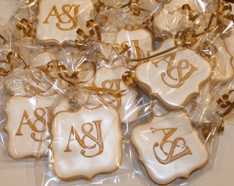 Wedding Monogram Sugar Cookies - Set of 12 Personalized Delights