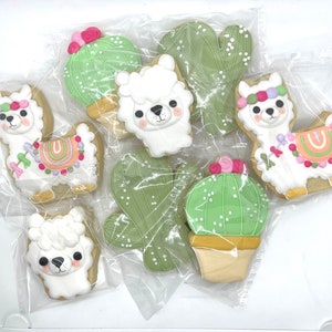 Llama Birthday Decorated Sugar Cookies - Set of 12