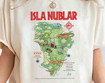 Dinosaur Isla Map Comfort Colors T-Shirt, Isla Nublar Shirt, Jurassic World Parody Shirt, Visit Isla Nublar National Park, Dino shirt