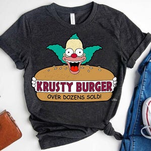 Camiseta de Los Simpsons con Krusty el Payaso y Krusty Burger, camiseta familiar a juego de Magic Kingdom Disneyland, camiseta del parque temático WDW Epcot